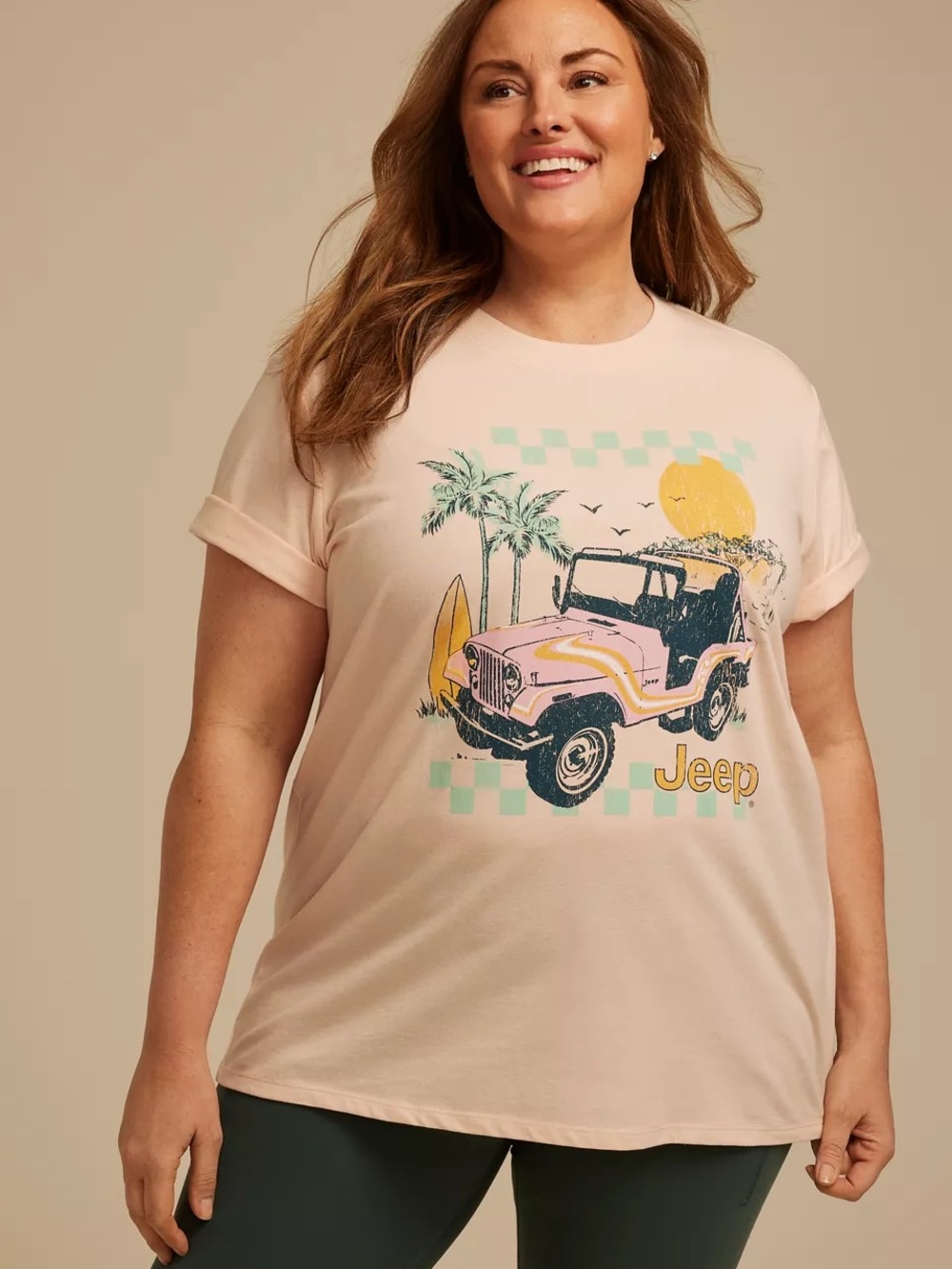 Maurices Light Pink Jeep Graphic Short Sleeve Tee